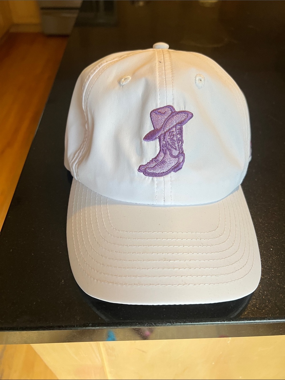 Waggle Baseball Cap with Purple Cowboy Boot Embroidery